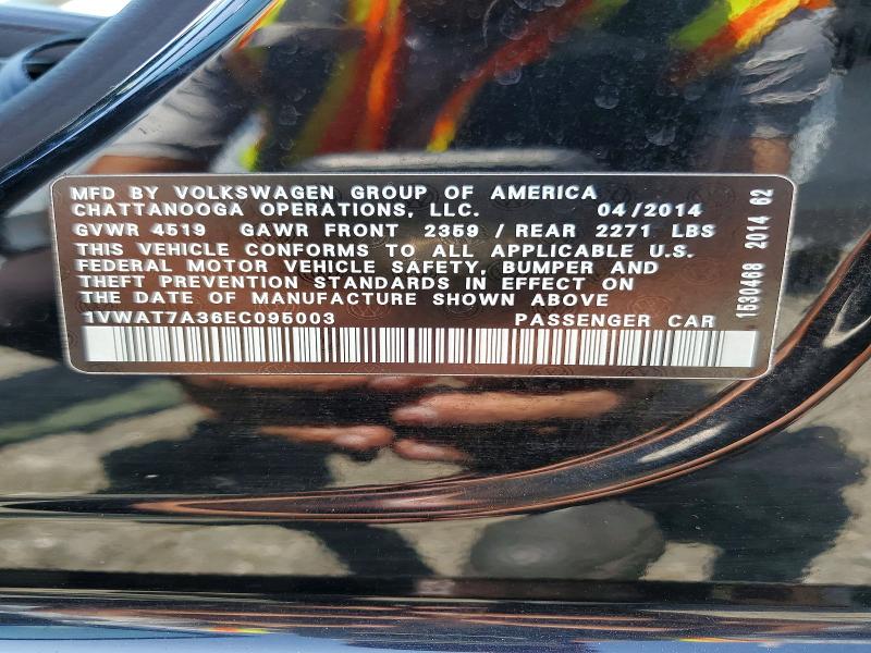 59310336 :رقم المزاد ، 1VWAT7A36EC095003 vin ، 2014 Volkswagen Passat مزاد بيع