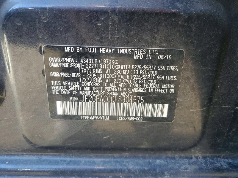 Aukcja sprzedaży 2015 Subaru Xv Crosstrek, vin: JF2GPACC0F8304575, numer aukcji: 61227456