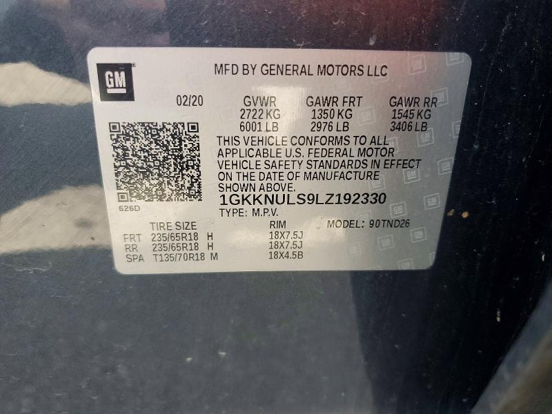 2020 Gmc Acadia მანქანა იყიდება აუქციონზე, vin: 1GKKNULS9LZ192330, აუქციონის ნომერი: 59234166