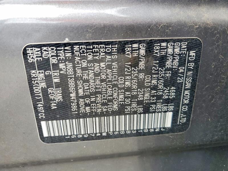2023 Nissan Rogue მანქანა იყიდება აუქციონზე, vin: JN8BT3BB6PW479861, აუქციონის ნომერი: 61305116
