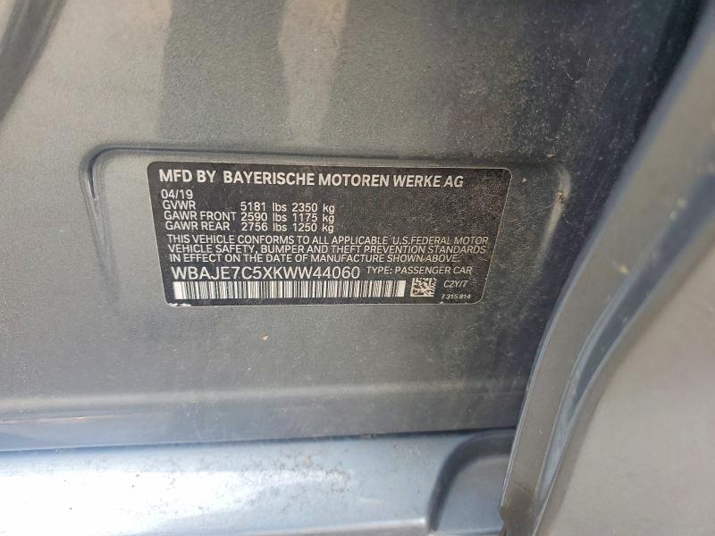 Auction sale of the 2019 Bmw 540, vin: WBAJE7C5XKWW44060, lot number: 61316506
