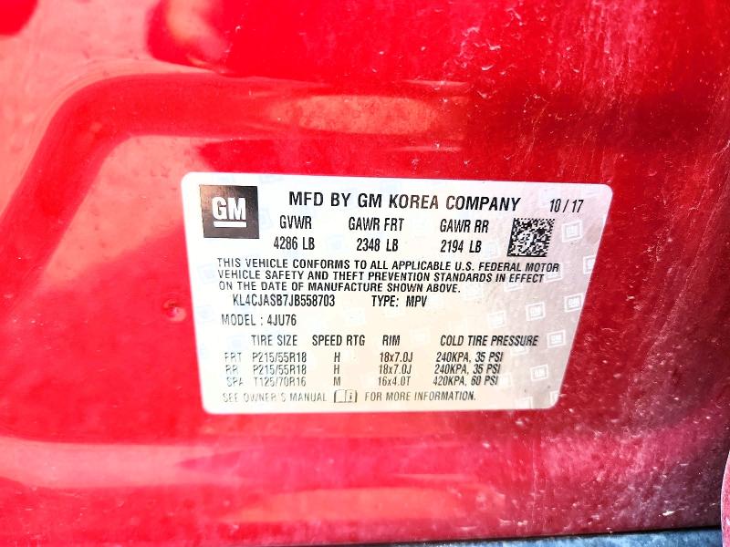 Продажа на аукционе авто 2018 Buick Encore, vin: KL4CJASB7JB558703, номер лота: 62498116
