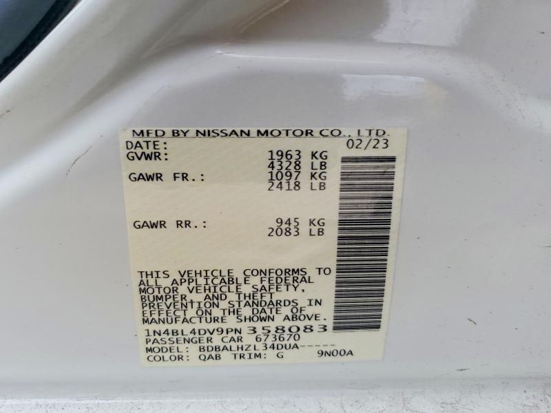 61503886 :رقم المزاد ، 1N4BL4DV9PN358083 vin ، 2023 Nissan Altima مزاد بيع