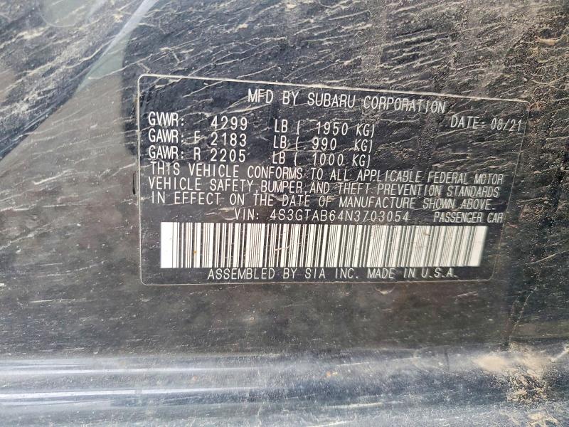 Aukcja sprzedaży 2022 Subaru Impreza, vin: 4S3GTAB64N3703054, numer aukcji: 61833986