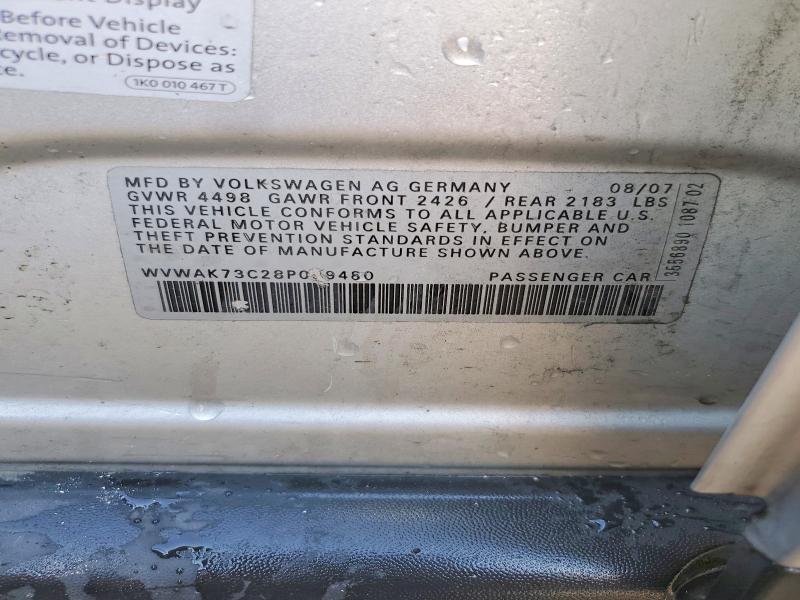 Aukcja sprzedaży 2008 Volkswagen Passat, vin: WVWAK73C28P039480, numer aukcji: 59630766