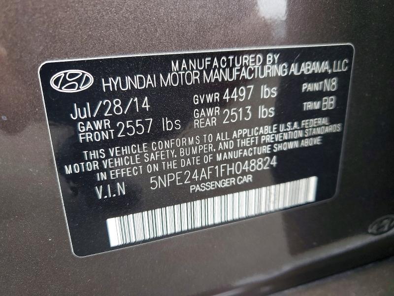 2015 Hyundai Sonata მანქანა იყიდება აუქციონზე, vin: 5NPE24AF1FH048824, აუქციონის ნომერი: 59398416