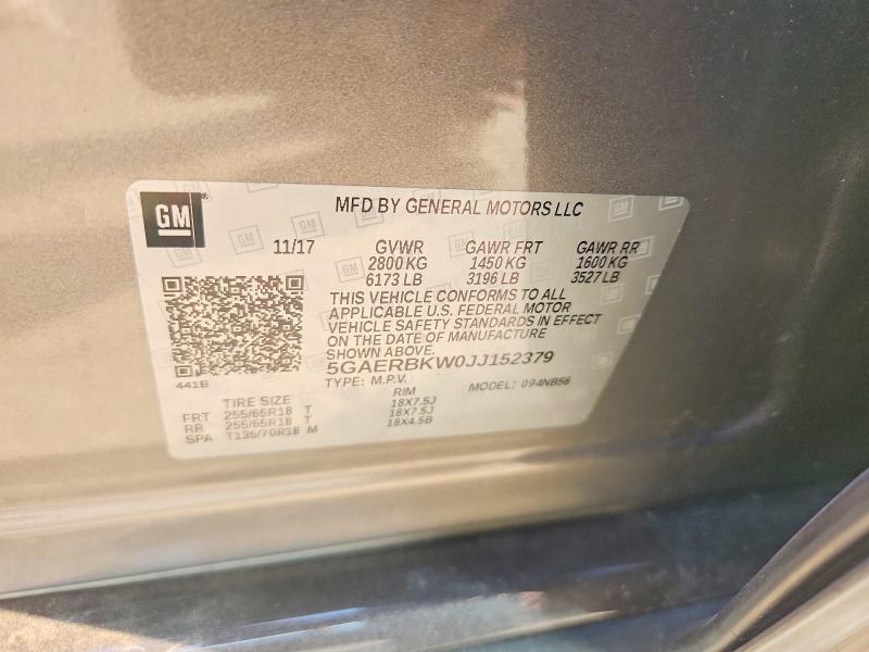 Aukcja sprzedaży 2018 Buick Enclave, vin: 5GAERBKW0JJ152379, numer aukcji: 62709376