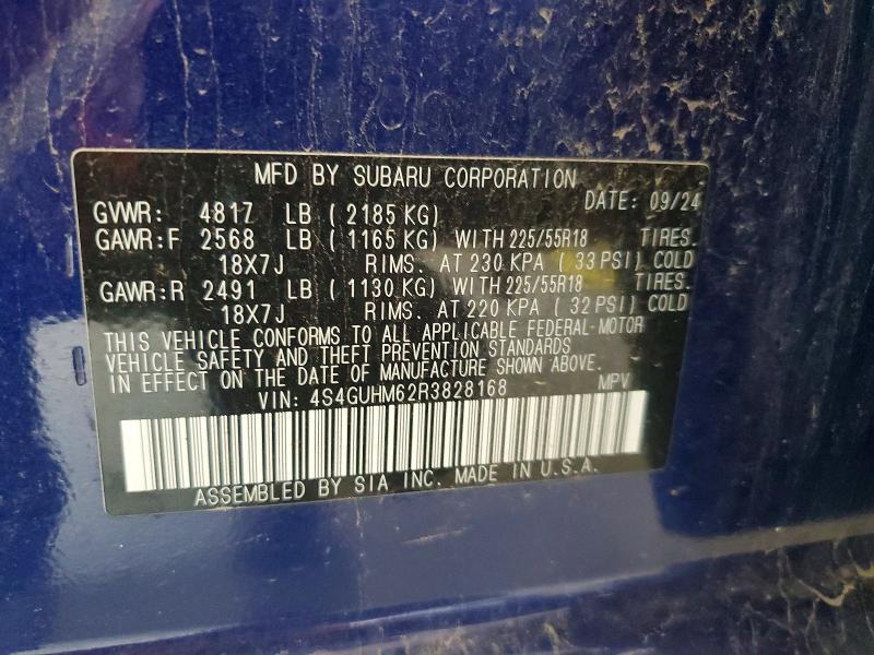 Aukcja sprzedaży 2024 Subaru Crosstrek, vin: 4S4GUHM62R3828168, numer aukcji: 61583566