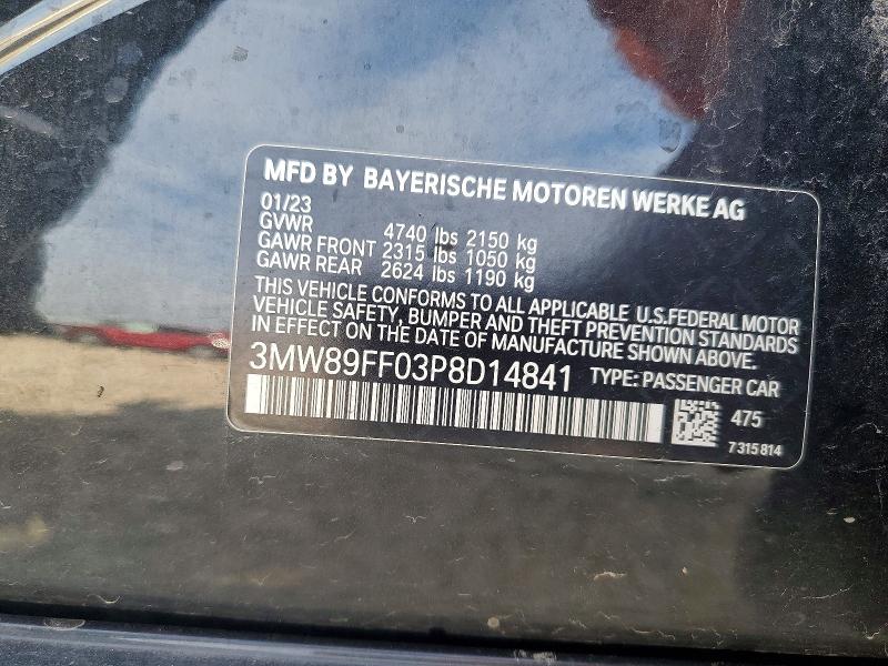 Aukcja sprzedaży 2023 Bmw 330xi, vin: 3MW89FF03P8D14841, numer aukcji: 63038206