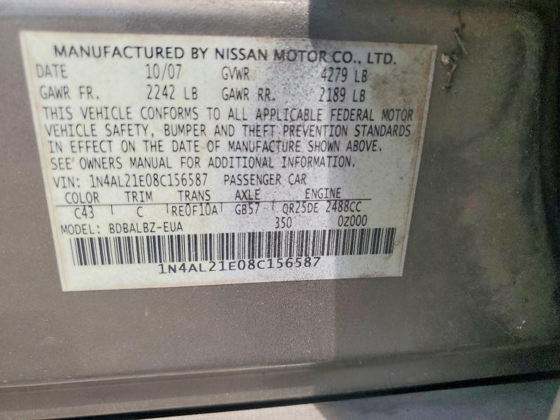 62215036 :رقم المزاد ، 1N4AL21E08C156587 vin ، 2008 Nissan Altima مزاد بيع