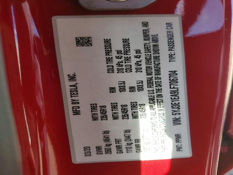 Aukcja sprzedaży 2020 Tesla Model 3, vin: 5YJ3E1EA9LF706704, numer aukcji: 61759486