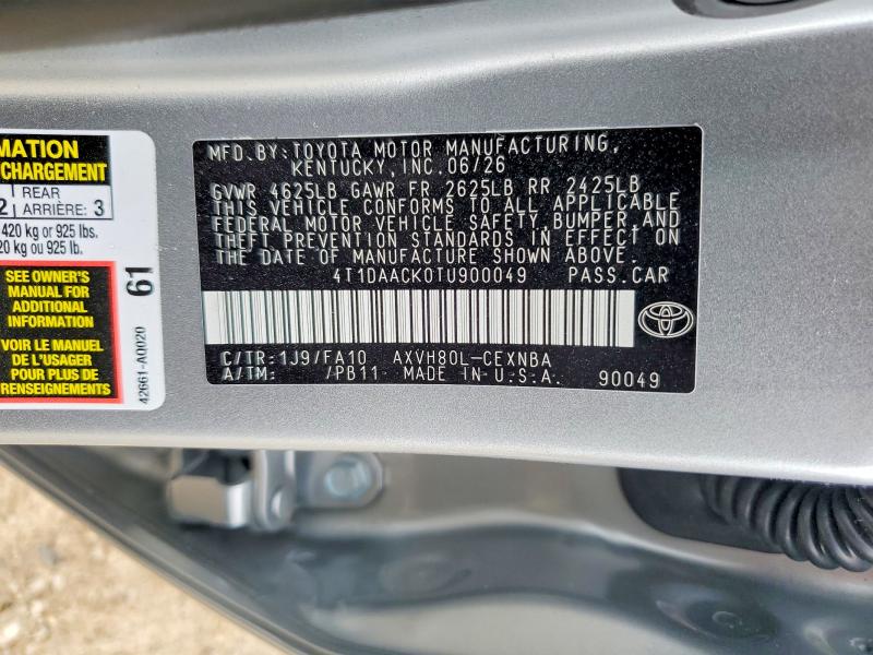 Auction sale of the 2026 Toyota Camry, vin: 4T1DAACK0TU900049, lot number: 60205746