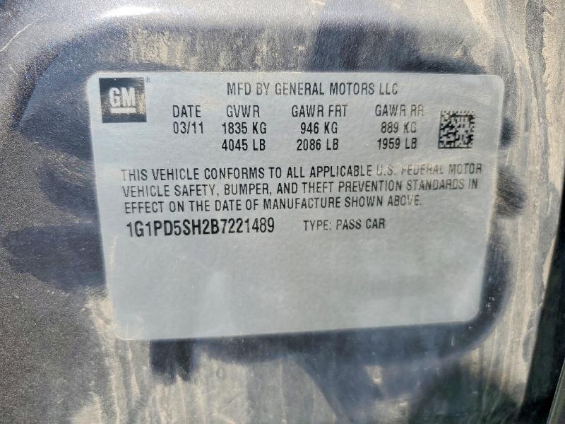 59978016 :رقم المزاد ، 1G1PD5SH2B7221489 vin ، 2011 Chevrolet Cruze مزاد بيع