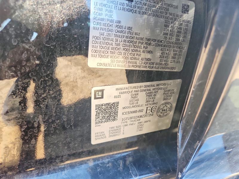 62971456 :رقم المزاد ، 1GTU9FEDXMZ207258 vin ، 2021 Gmc Sierra مزاد بيع