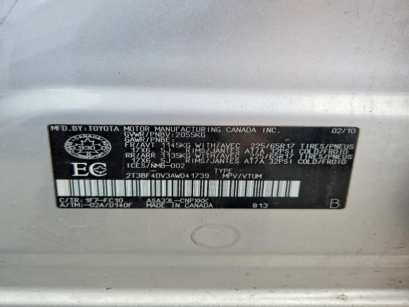 Продаж на аукціоні авто 2010 Toyota Rav4, vin: 2T3BF4DV3AW041739, номер лоту: 60670666