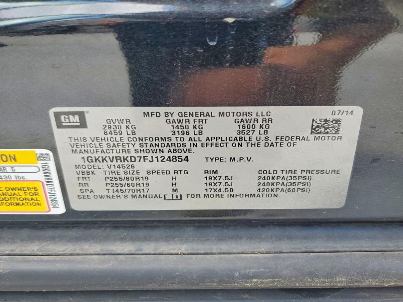 Aukcja sprzedaży 2015 Gmc Acadia, vin: 1GKKVRKD7FJ124854, numer aukcji: 61085096