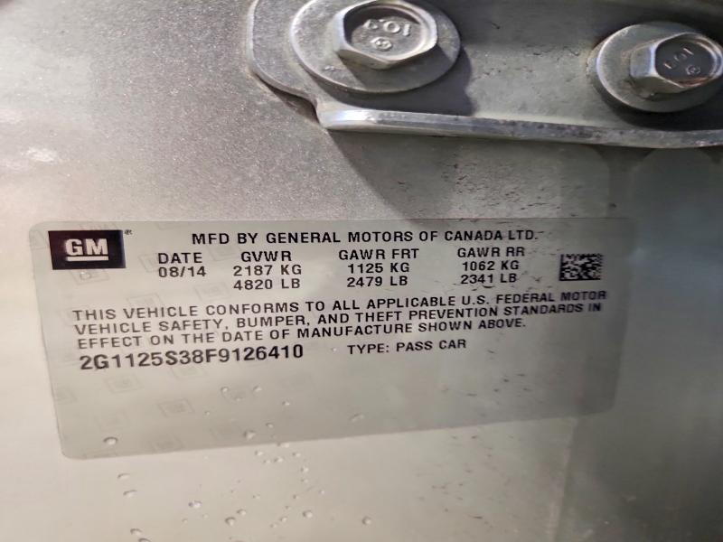 Aukcja sprzedaży 2015 Chevrolet Impala, vin: 2G1125S38F9126410, numer aukcji: 62654126
