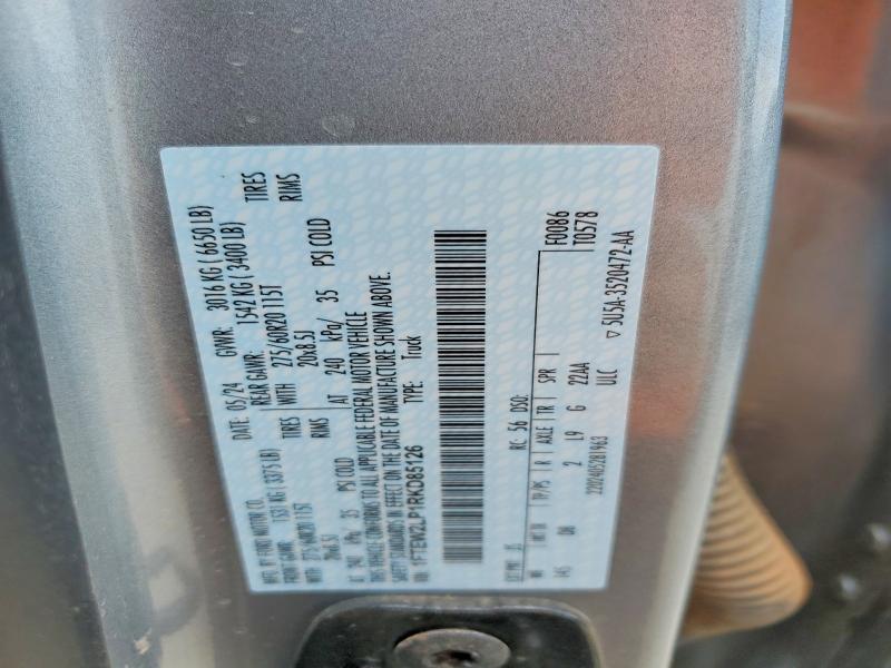 60206386 :رقم المزاد ، 1FTEW2LP1RKD85126 vin ، 2024 Ford F150 مزاد بيع