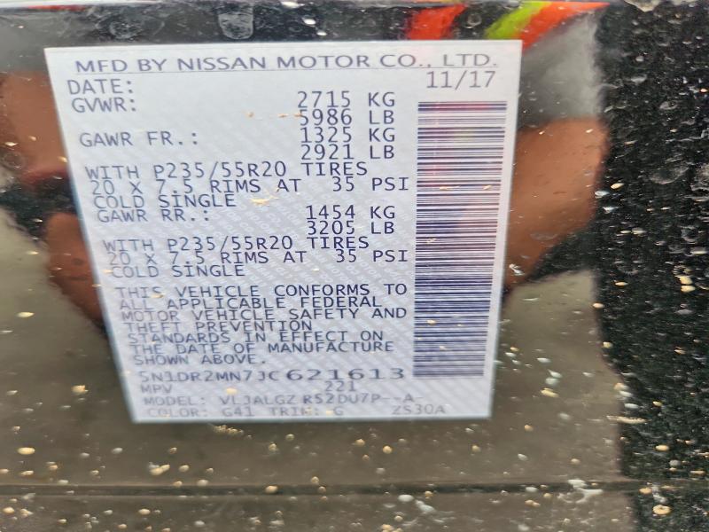 Продажа на аукционе авто 2018 Nissan Pathfinder, vin: 5N1DR2MN7JC621613, номер лота: 61417136