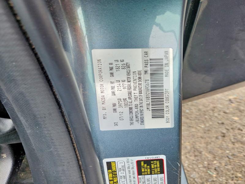 62164496 :رقم المزاد ، JM1BL1V81C1693678 vin ، 2012 Mazda 3 مزاد بيع