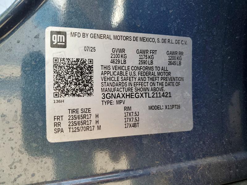 Auction sale of the 2026 Chevrolet Equinox, vin: 3GNAXHEGXTL211421, lot number: 61329056