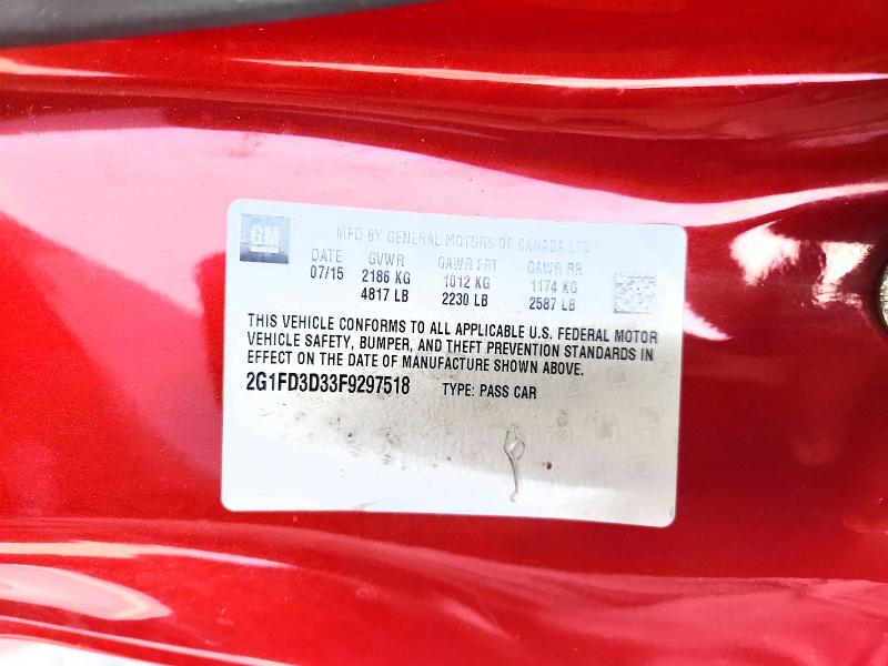 Продажа на аукционе авто 2015 Chevrolet Camaro, vin: 2G1FD3D33F9297518, номер лота: 60760126