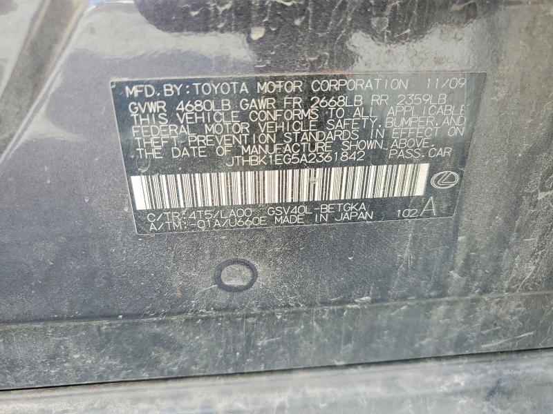 Продаж на аукціоні авто 2010 Lexus Es, vin: JTHBK1EG5A2361842, номер лоту: 61772936