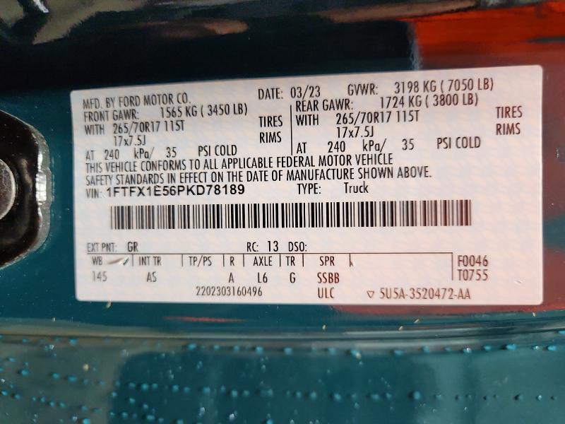 Продаж на аукціоні авто 2023 Ford F150, vin: 1FTFX1E56PKD78189, номер лоту: 62705616