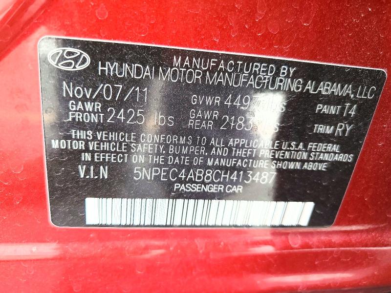 Aukcja sprzedaży 2012 Hyundai Sonata, vin: 5NPEC4AB8CH413487, numer aukcji: 61612966