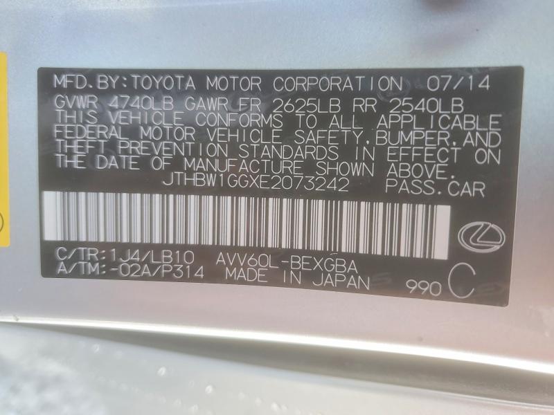 60449656 :رقم المزاد ، JTHBW1GGXE2073242 vin ، 2014 Lexus Es مزاد بيع