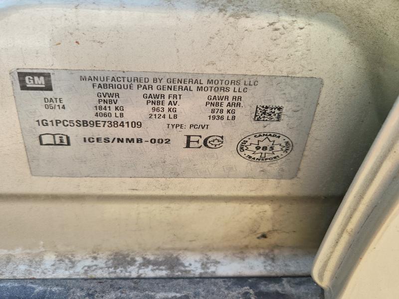 58333496 :رقم المزاد ، 1G1PC5SB9E7384109 vin ، 2014 Chevrolet Cruze مزاد بيع
