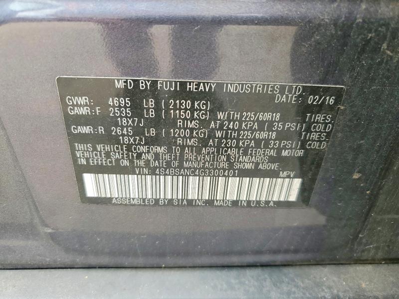 Aukcja sprzedaży 2016 Subaru Outback, vin: 4S4BSANC4G3300401, numer aukcji: 61186606