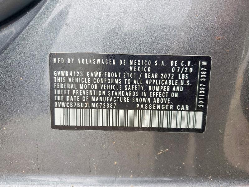 Продажа на аукционе авто 2020 Volkswagen Jetta, vin: 3VWCB7BU3LM072387, номер лота: 60393796