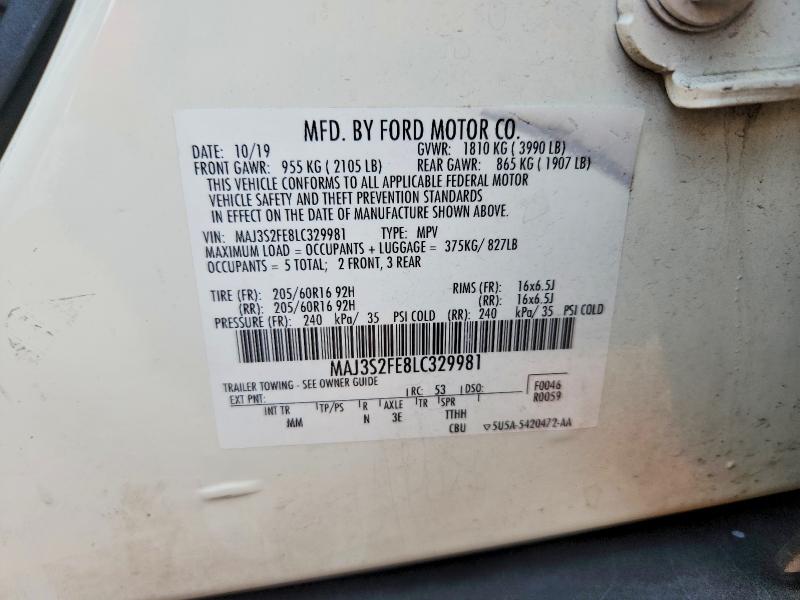 Aukcja sprzedaży 2020 Ford Ecosport, vin: MAJ3S2FE8LC329981, numer aukcji: 57292106