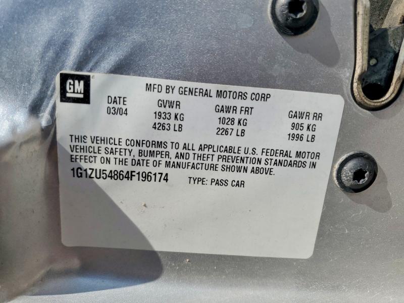 2004 Chevrolet Malibu მანქანა იყიდება აუქციონზე, vin: 1G1ZU54864F196174, აუქციონის ნომერი: 55804526