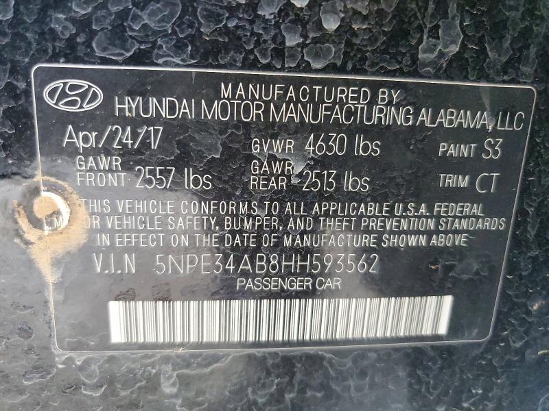 Продажа на аукционе авто 2017 Hyundai Sonata, vin: 5NPE34AB8HH593562, номер лота: 60263396