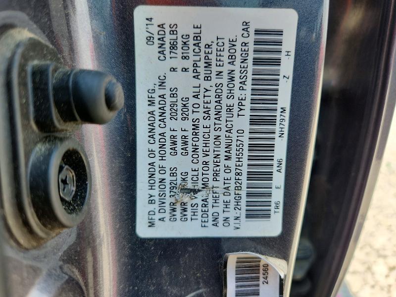 Продаж на аукціоні авто 2014 Honda Civic, vin: 2HGFB2F87EH555710, номер лоту: 61552756