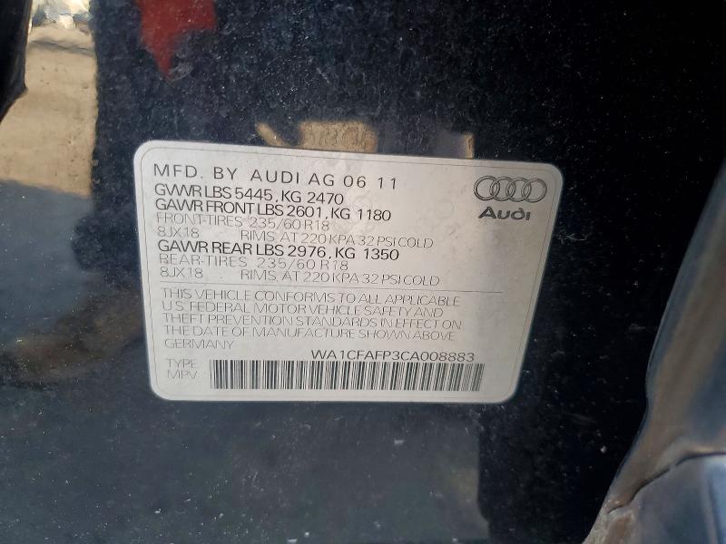 2012 Audi Q5 მანქანა იყიდება აუქციონზე, vin: WA1CFAFP3CA008883, აუქციონის ნომერი: 63521926