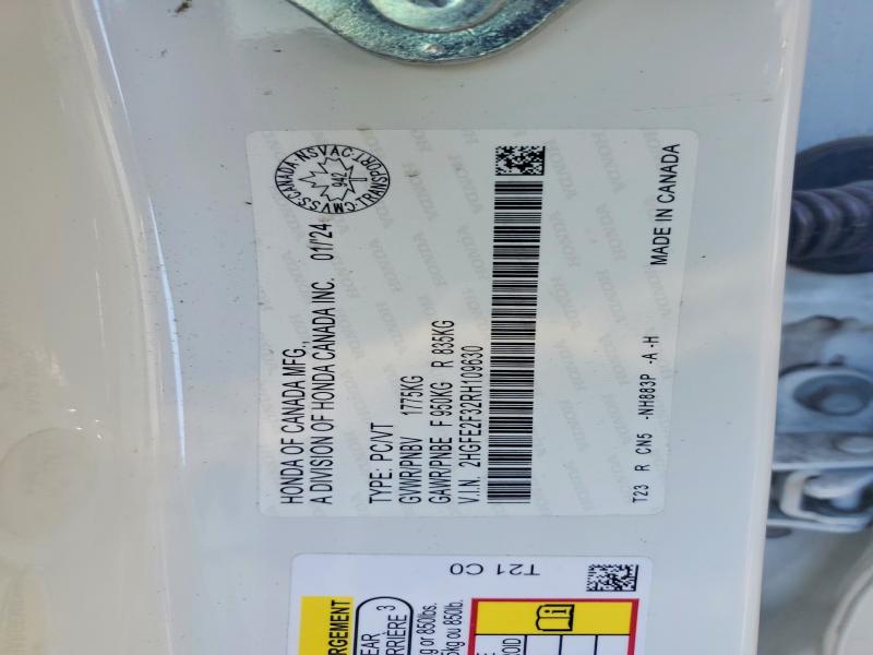 Продаж на аукціоні авто 2024 Honda Civic, vin: 2HGFE2F32RH109630, номер лоту: 85977385