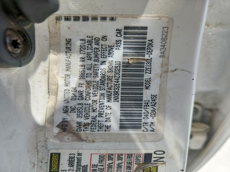 63315396 :رقم المزاد ، 1NXBR32E44Z302510 vin ، 2004 Toyota Corolla مزاد بيع