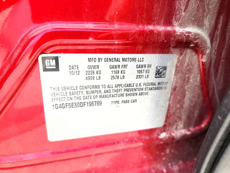 62628786 :رقم المزاد ، 1G4GF5E30DF196789 vin ، 2013 Buick Lacrosse مزاد بيع
