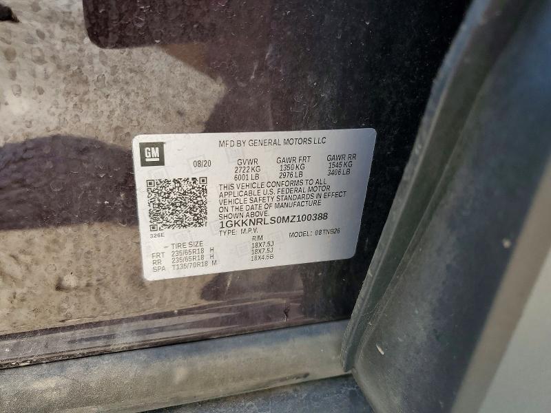 60855626 :رقم المزاد ، 1GKKNRLS0MZ100388 vin ، 2021 Gmc Acadia مزاد بيع