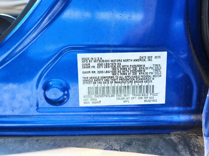 2015 Mitsubishi Outlander Sport მანქანა იყიდება აუქციონზე, vin: 4A4AP4AU9FE054278, აუქციონის ნომერი: 60223046