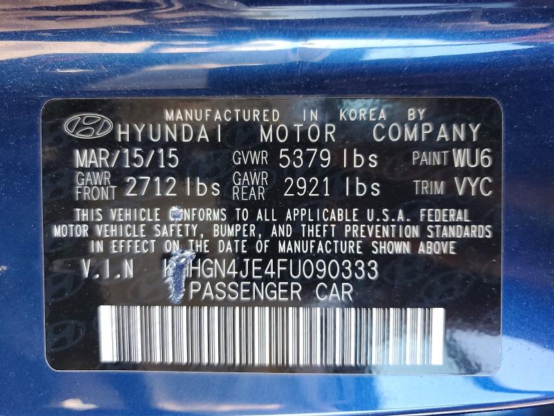 2015 Hyundai Genesis მანქანა იყიდება აუქციონზე, vin: KMHGN4JE4FU090333, აუქციონის ნომერი: 60277256