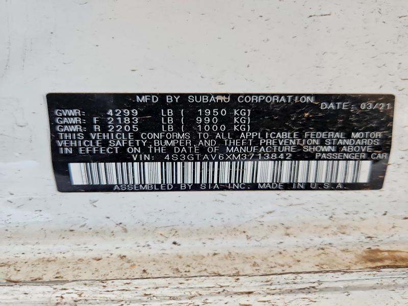 Aukcja sprzedaży 2021 Subaru Impreza, vin: 4S3GTAV6XM3713842, numer aukcji: 61229606