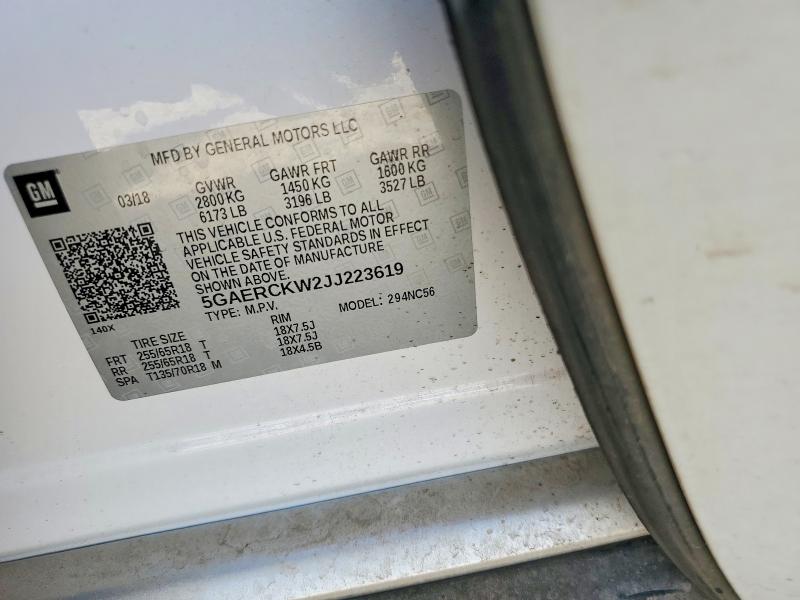Продаж на аукціоні авто 2018 Buick Enclave, vin: 5GAERCKW2JJ223619, номер лоту: 62835386