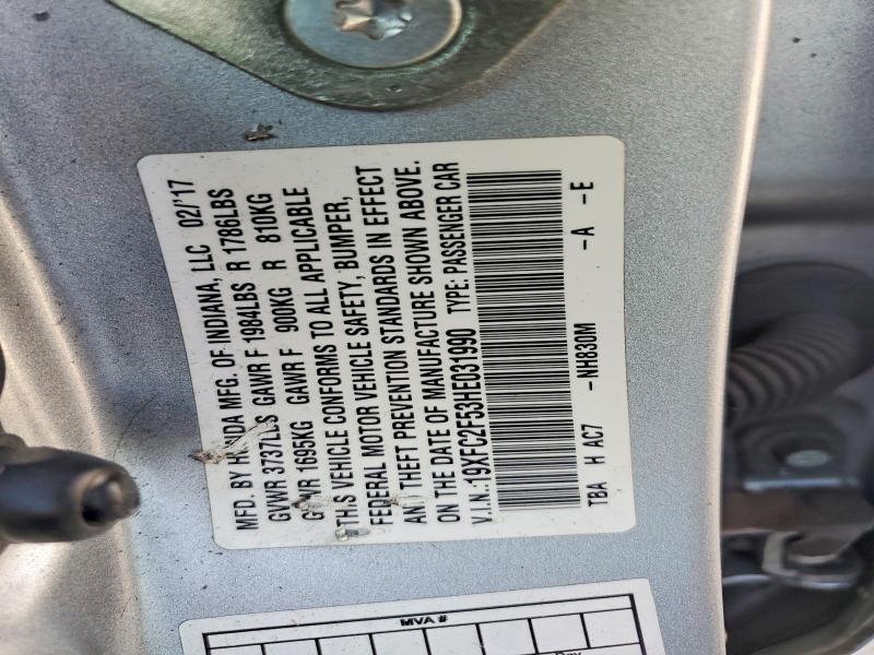 Aukcja sprzedaży 2017 Honda Civic, vin: 19XFC2F53HE031990, numer aukcji: 62459516