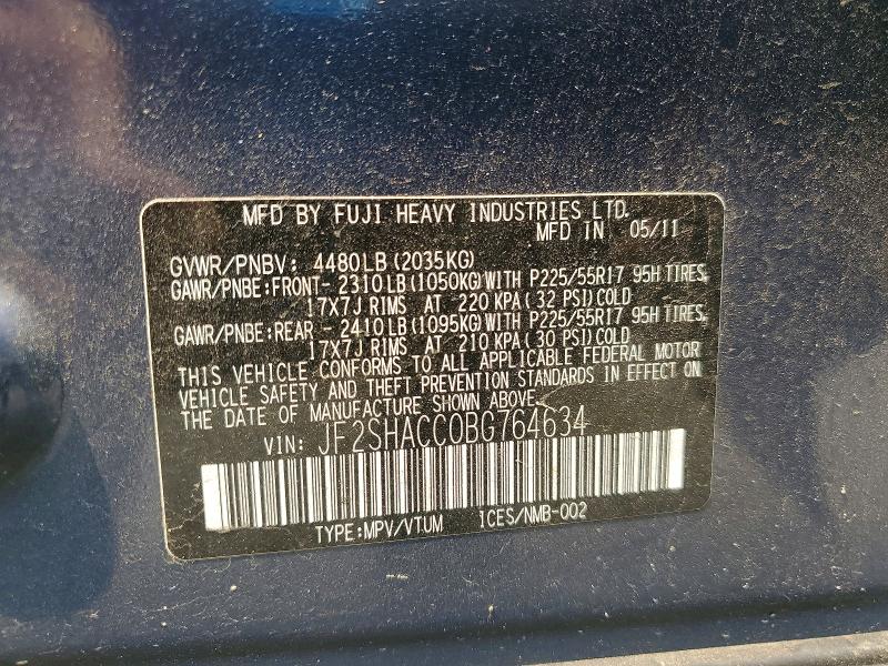 Продаж на аукціоні авто 2011 Subaru Forester, vin: JF2SHACC0BG764634, номер лоту: 60553466