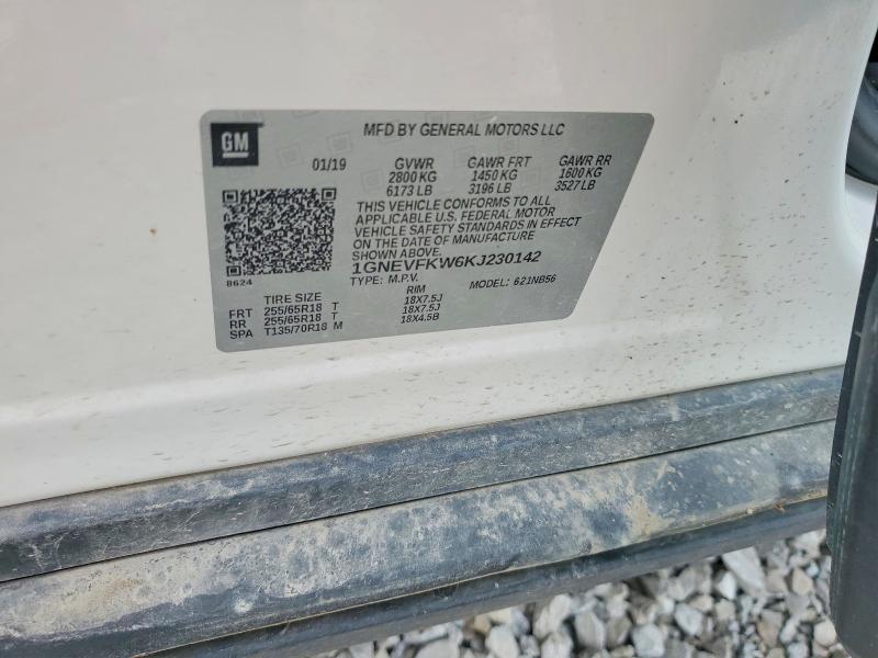 Aukcja sprzedaży 2019 Chevrolet Traverse, vin: 1GNEVFKW6KJ230142, numer aukcji: 60400646