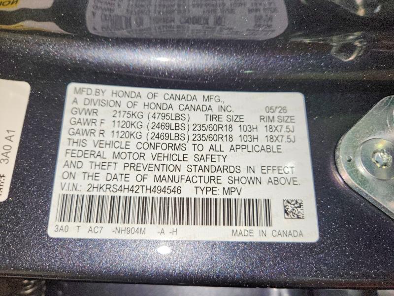 Продаж на аукціоні авто 2026 Honda Cr-v, vin: 2HKRS4H42TH494546, номер лоту: 61223376